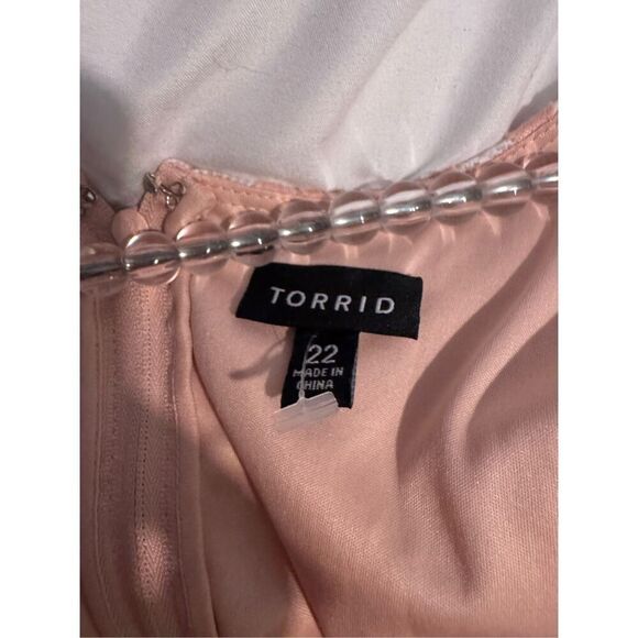 Torrid pink/peach lace 22 3x  midi texture knit skater dress plus fit & flare - Picture 10 of 10